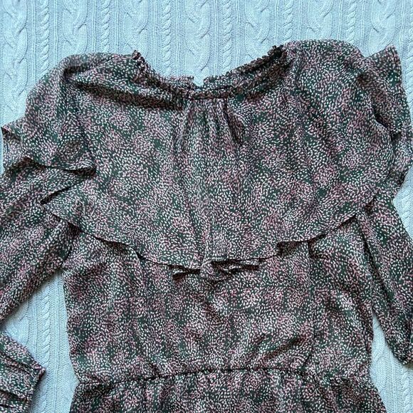 Free Press Clothing Long Sleeve Peplum Feminine Top Blouse with Bertha Collar - Picture 10 of 13